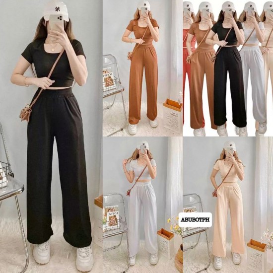 MARIA TERNO Knitted Squareneck Top and Pants Coordinates