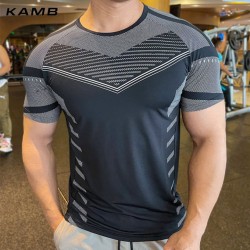KAMB Short Sleeve T-shirts for Men Quick Dry Breathable Training Sports T Shirt for Men Oversize Men Clothing