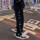 Men's High Street Hip Hop Bandana Patchwork Sweatpants Side Button Sportswear Korean Casual Hiphop Trousers for Boys Harajuku