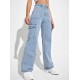 Jeans New Style High Waisted Flap Pocket Cargo Jeans