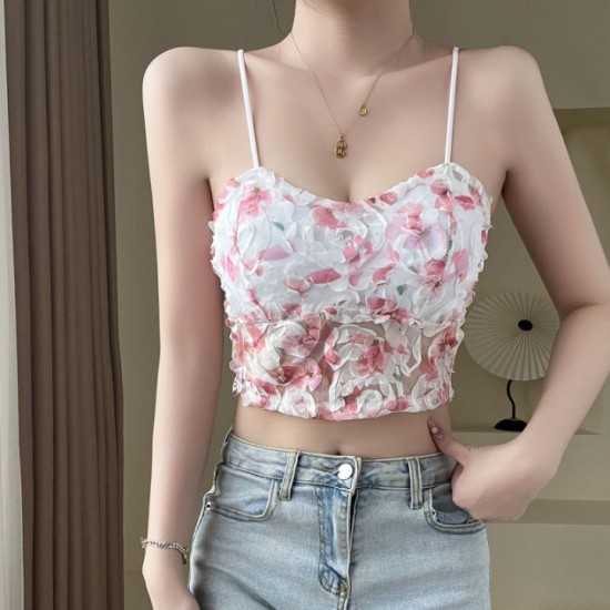 トップス MURRAL/Floating flower lace camisole top Zimmermann-Light-Blue-