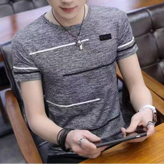 Fashion Korean men’s casual T shirt sleeve round neck tops