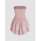 Cider Tube Ruched Ruffle Mini Dress