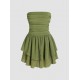 Cider Tube Ruched Ruffle Mini Dress