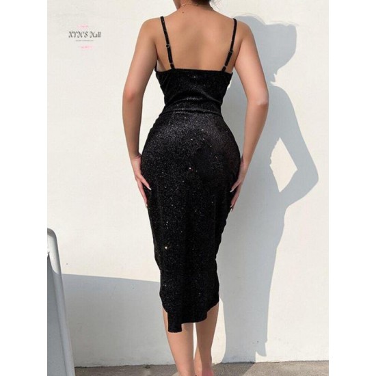 Velvet 2023 Summer Women Bodycon Long Solid Midi Dress Sleeveless Backless Elegant Party Outfits Club Clothes