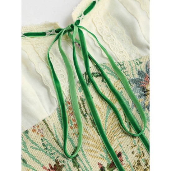 Cider Kpop Jacquard Floral Knotted Mini Dress